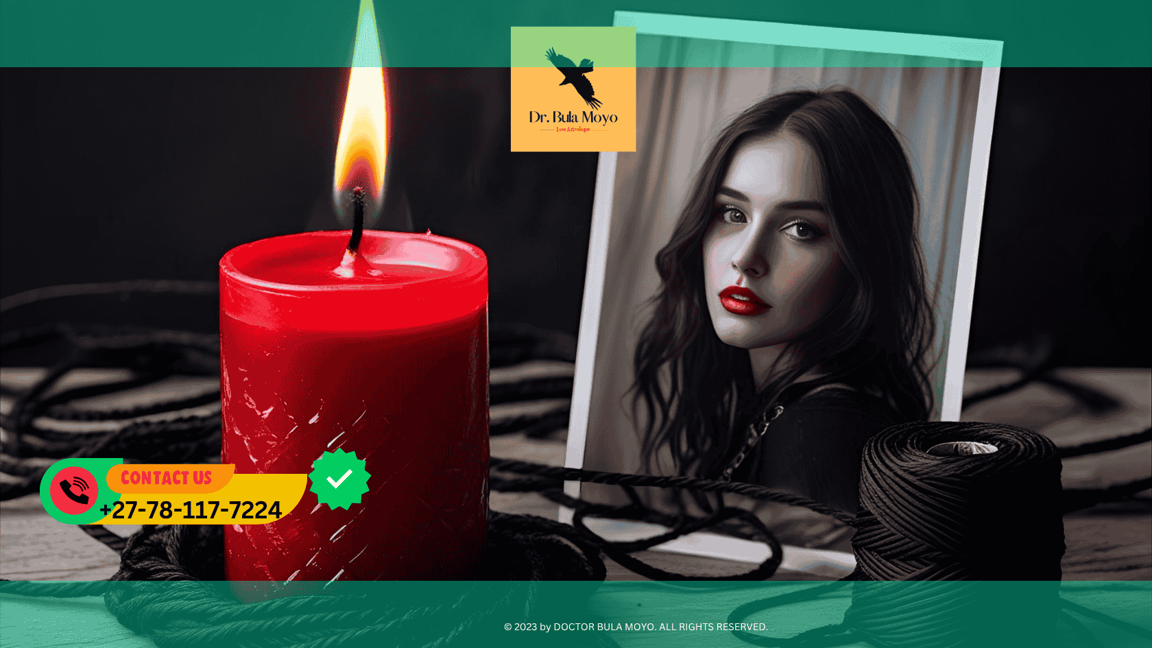 Red candle burning beside a photo and black string used in obsession spellwork (2)