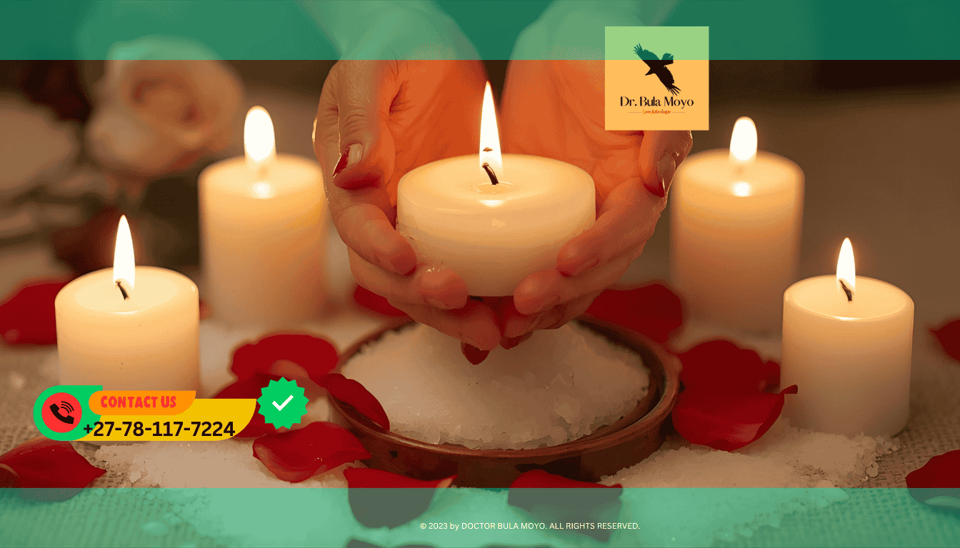 Spiritual cleansing ritual with candles, sea salt, and rose petals symbolizing energy healing for passion and attraction. (1)