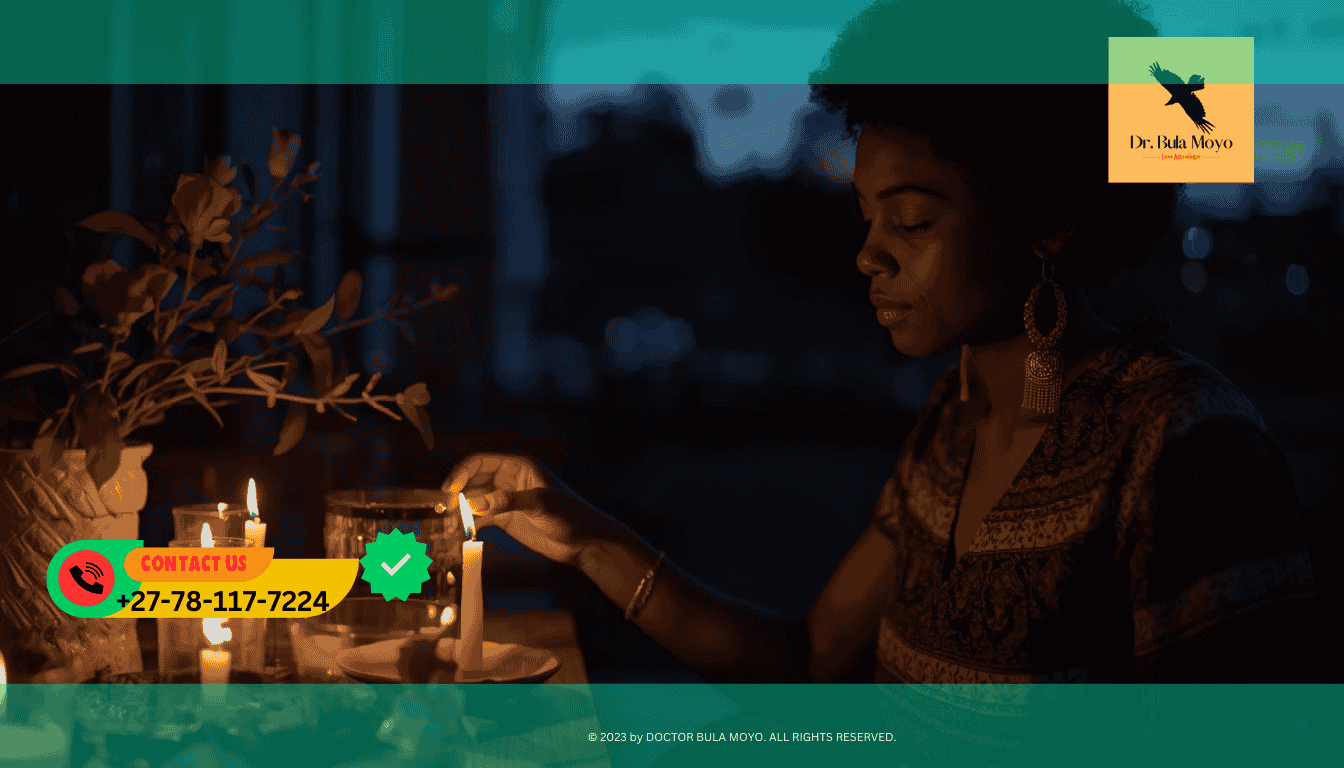 Woman lighting a candle at dusk in prayer – how ancestors help in curse breaking ancestral altar candles and offerings (1)