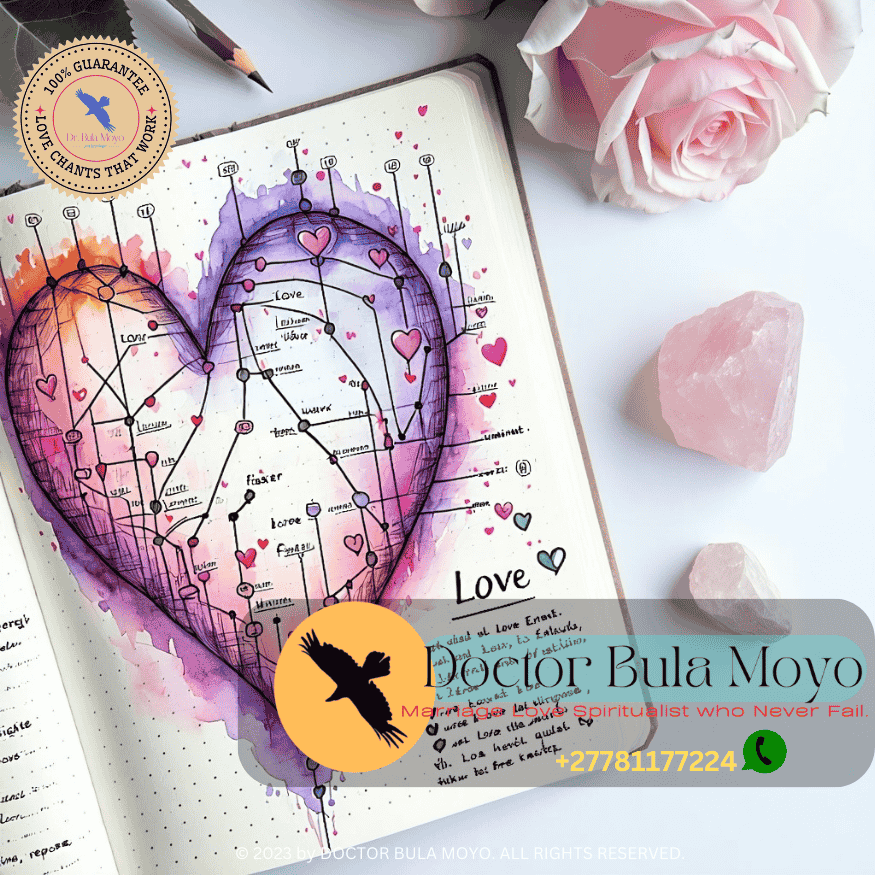 _ Notebook page with a love energy map and rod response notes beside a rose quartz. (1)